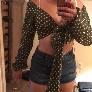 Sheer polka dot tie up